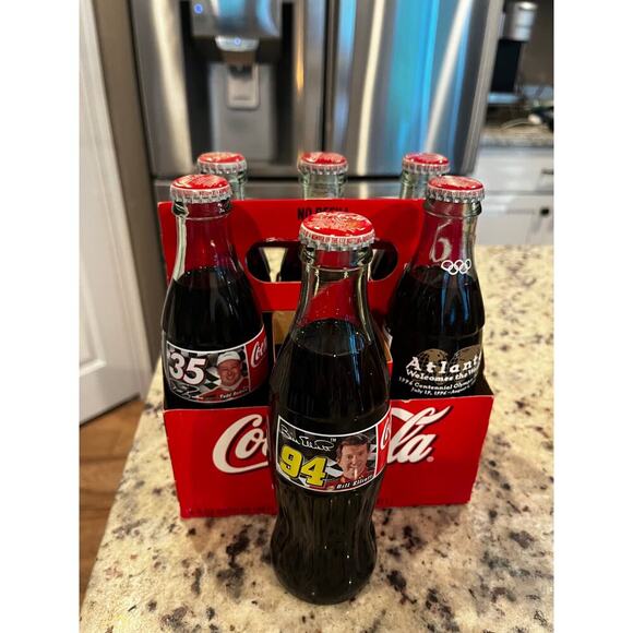 1996 Coca-Cola Limited Edition Bottles NASCAR Racing Christmas Olympics 6 Pack - Picture 2 of 4